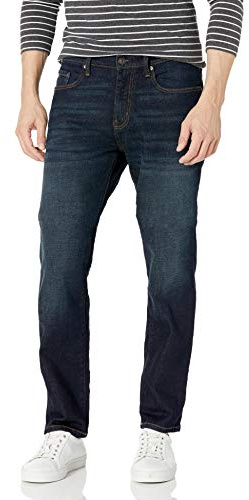 Amazon Essentials Men's Jeans atletisk passform, Mörk indigoblå/Rinse, 33W / 34L