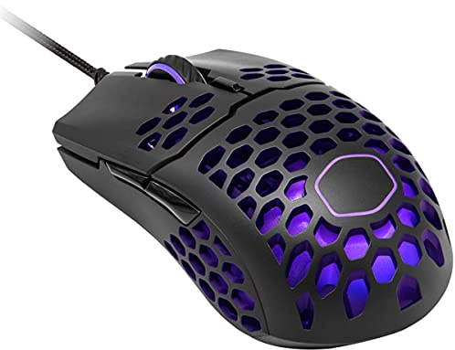 Cooler Master MM711 Souris Gamer RVB-LED Filaire légère 60g, capteur Optique Pixart 16000 DPI, switchs Omrom 20 Millions, PTFE, Coque en nid d'abeille ambidextre - Noir