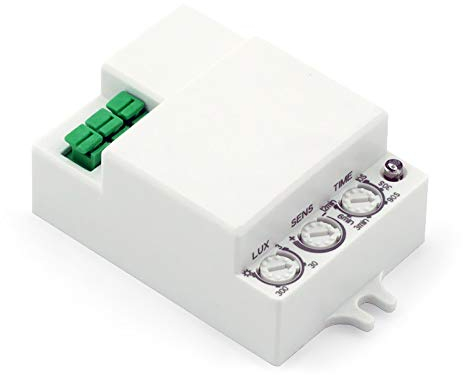 Mikrosensor Mikro Bewegungsmelder mit Dämmerungsschalter S6 Sensor IP20, LED geeignet, Wand Montage Dosen 60mm Hohlraumdose 68mm, IR Sensor programmierbar Reichweite 9m/160°