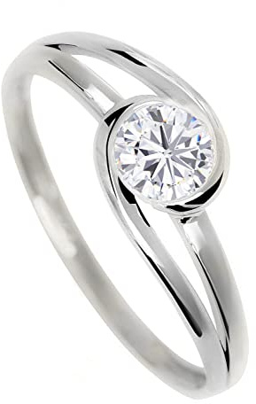 My Gold Damen Verlobungsring Gold Damenring Echtes Weißgold 375 (9 Karat) Mit Zirkonia Gr. 52 Lauren Amy V0011585