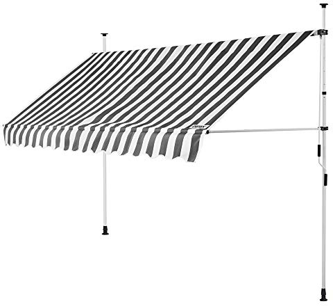 Detex Tenda da Sole avvolgibile 350x180cm Parasole da Balcone manovella Resistente ai Raggi UV Regolabile in Altezza Idrorepellente Bianco-Grigio