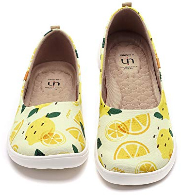 UIN Zapatillas de Ballet para Mujer, Punta Redonda, Hermosas, lacadas, Ligeras, de Encaje, Zapatillas Florales (42)