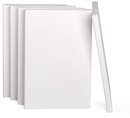 ewtshop® Leinwände mit Keilrahmen, 100% Baumwolle, 5 Stück, 20x30 cm, Canvas, Kunstleinwand, Leinwand Tafel, weiß