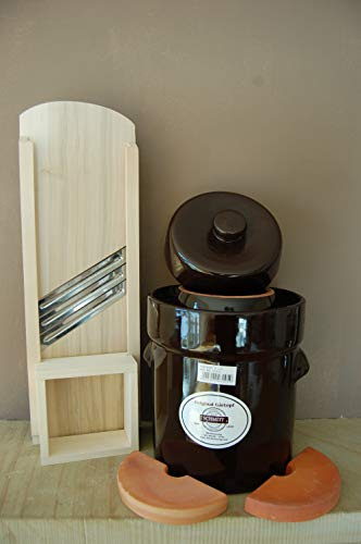 Gärtopf, Sauerkrauttopf 25 Ltr. + Krauthobel, Stampfer, Gabel Milchsäuregärung Einmachtopf ideal für Vegetarier Fermentation Rezepte Vitalstoffbooster