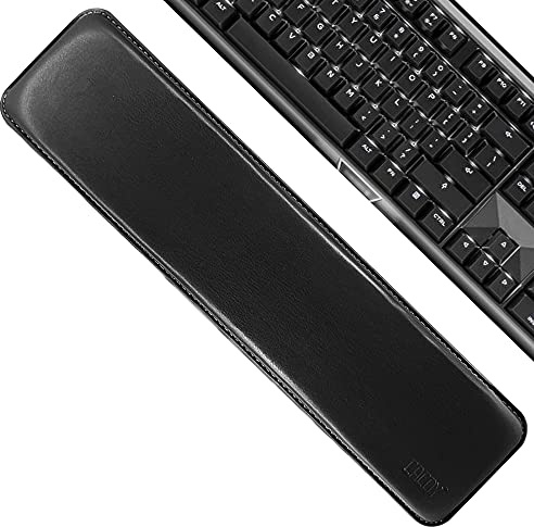 Cacoy Handgelenkstützen für Tastatur Ergonomische Handgelenkstütze aus Weichem PU-Leder mit Memory Foam-Füllung für Büro, Computer, Laptops, Tastatur - Schwarz