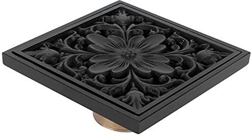 Vintage Dusche Bodenablauf 10x10cm Schwarz Anti-Geruch Kupfer Duschbodenablauf mit Sieb Filter und Abnehmbarer Abdeckgitter für Home Kitchen Badezimmer WC Wäsche Garten Hotel(B)