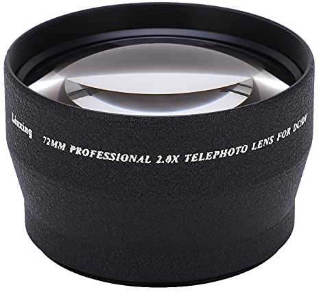 Teleobjetivo, teleobjetivo HD de Aumento 2X de 72 mm, teleconvertidor de aleación de Aluminio para Lente de cámara de 72 mm y Filtro de 82 mm