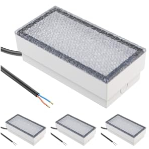 ledscom.de 4 Pieces LED Paving Stone Ground recessed Light CUS for Outdoors, IP67, Angular, 20 x 10cm, 2.9 W, 228lm, Cool White