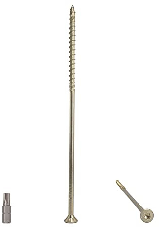 Marcopol Lot de 6 vis à bois universelles en acier zingué jaune Tête Torx Tête fraisée Vis à panneaux d'aggloméré 6 x 200 mm