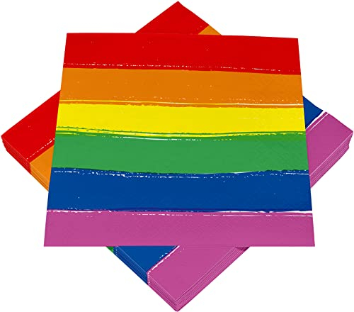 HEKU 100 servilletas de 3 capas, 33 x 33 cm, arcoíris, absorbente y práctico embalaje, ideal para bodas, aniversarios y ocasiones especiales