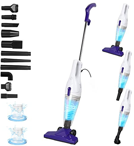 Intercleaner Dammsugare med sladd, kraftfull 15 kPa sug med 400 W motor 12-i-1 lätt handdammsugare utan påse, ultratyst, för hårda trämattor, hår från
