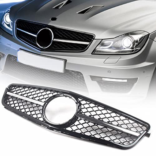 FINMOKAL Für Mercedes-Benz C-Klasse W204 Grill C300 C350 2007-2014 AMG Kühlergrill Schwarz