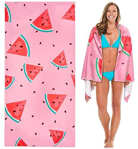 Lubibi Strandtuch,80x160 cm Extra großes Mikrofaser Strandtuch für Erwachsene,Badetuch,Leichtes Handtuch für Wasseraufnahme Bad Pool Strand Schwimmen Sauna Fitness Reisen Sport Yoga（Wassermelone）