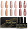 Shining She UV Nagellack Nude, 6 Farben Nude Rosa Braun Beige Glitzer UV Nagellack Set, Soak-Off UV Gel nagellack Nudetöne für Starter Nail Art Salon DIY Home, 8ML