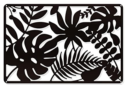 NBEADS Dschungelblatt-Wanddekoration Aus Metall 20×30cm, Schwarzer Wandbehang Dekoration Eisen-Silhouette Wandkunst Für Zuhause Schlafzimmer Wohnzimmer Garten Weihnachtsfest Dekoration