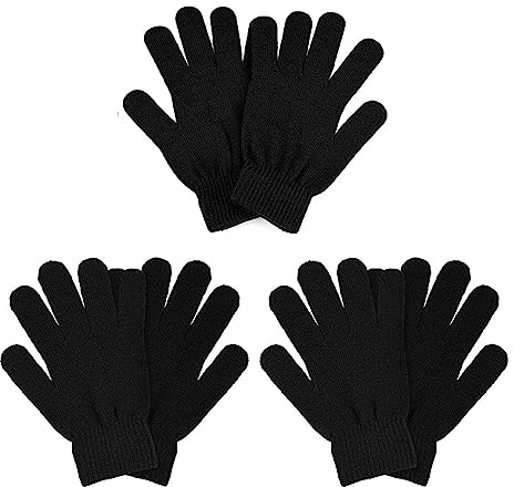 COTRUERE 3 Pairs Winter Magic Gloves Men Women Stretchy Black Knit Gloves