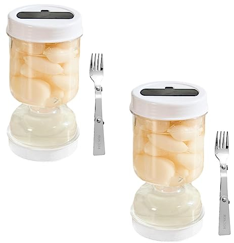 Ailovone Gurkenbehälter mit Sieb Gurkenglas Sanduhr nasse und trockene Trennung einfache Kimchi Abtropfglas für Gurken für eingemachte Oliven, Birnen, eingelegte Gurken und mehr (1)