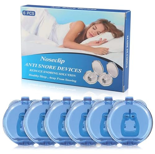 Schnarchstopper, Anti Schnarch Nasenclip,6 Stück Anti Schnarch Magnet Nasen-Clip Schnarchschiene Nasenspreizer mit Unabhängige Verpackung Aufbewahrungsbox (Blau）