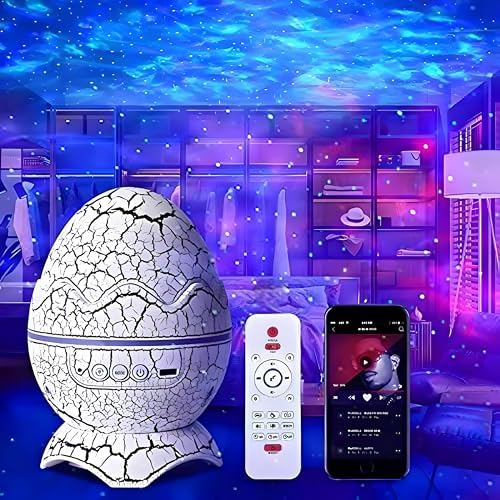 Dinosaur Egg Galaxy Star Projector: Sensory Night Light with White Noise Machine, Bluetooth & Timer, Lava Lamp, led lights for Bedroom, Ceiling Projector, Christmas Gifts for Kids, Teens, Adults
