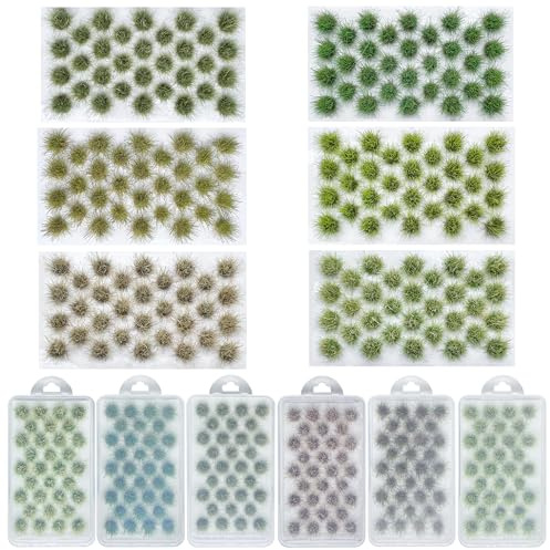 Woohome 192 PCS Miniature Colorful Flower Cluster, 6 Color Static Grass Tuft Model Vegetation Groups Static Grass Tufts for DIY Model Train Landscape Railroad Scenery Grass Tufts Flower