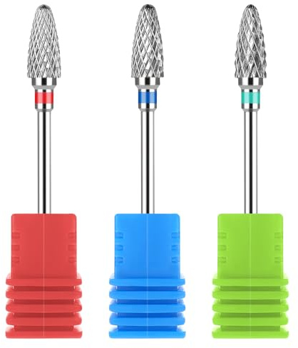 Dimeho 3er-Pack Nagelbohrer-Set professioneller Nagelhautentferner elektrischer Wolfram-Nagelfeilen-Bit Nail Art Shapen-Entfernungswerkzeug Ersatzzubehör für Maniküre Pediküre Heimsalon