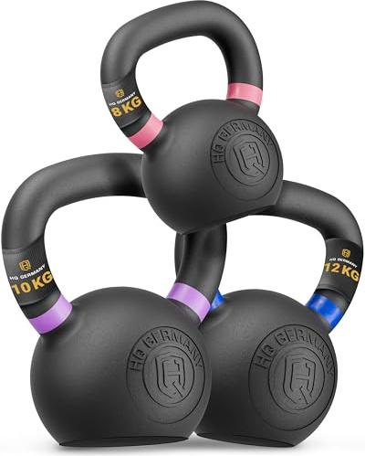 HQ Germany® Kettlebell Powdercoat [Pulverbeschichtung] - Set 8+10+12kg