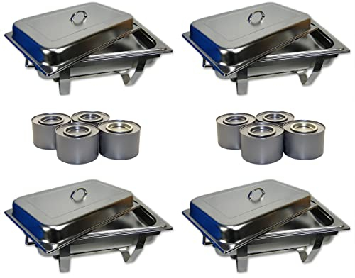 AcMax Chafing Dish - Set di 4 contenitori per alimenti in acciaio INOX