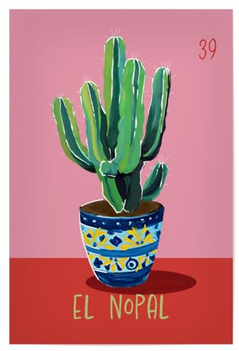 artboxONE Poster 30x20 cm Natur 39 EL Nopal Der Kaktus - Bild Kaktus Loteria Mexicana malerei