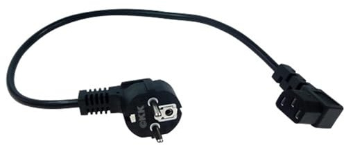 shortix kurzes Netzkabel (Stromkabel mit gewinkeltem Schutzkontaktstecker Typ E+F auf gewinkelte Kaltgeräte-Buchse). 50cm.