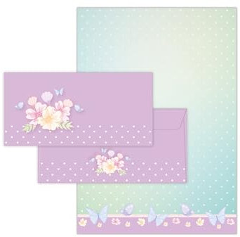 Briefpapier-Set 250 Druckerpapier DIN A4 + 250 Kuverts DIN-lang haftklebend Motiv Raute blau beidseitig beschriftbar und bedruckbar für Geburtstag Jubiläum Hochzeit Menükarte Dank Geschenk