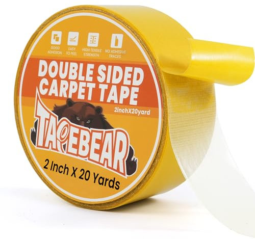 TAPEBEAR Nastro Biadesivo Per Tappeti 50mm x 18M, Extra Forte Biadesivo per Moquette, Senza Residui, Nastro Adesivo Per Tappeti, Pavimento In Legno