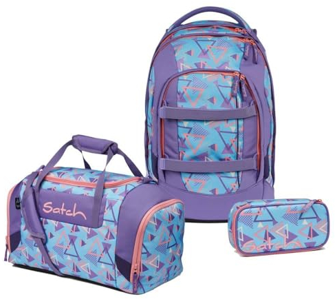 Satch Pack Schulrucksack Set 3tlg. inkl. Schlamperbox und Sporttasche (80s Dance)