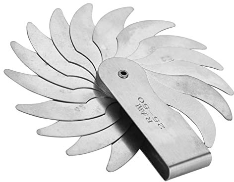 Radius Gauge, Stainless Steel Feeler Gauge Set Radius Fillet Gauge R0.3-1.5/ R1-6.5/ R7-14.5/ R15-25/R25-50/R52-100 External Internal Concave Convex Radius Measuring Tool