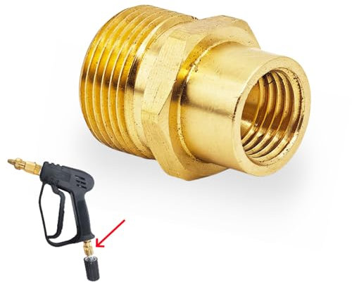 1 Piece M14 Female to M22 Male Threaded Hose Connector Brass High Pressure Washer Coupler Washer Joint Washer Fitting Pipe Adapter for Car Cleaning Water Gun