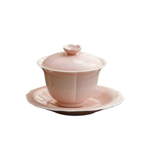 FCMWLKEJI 160 ml chinesische Kirschblüte Keramik Gaiwan handgefertigtes weißes Porzellan Teetasse Teetasse Teeschale tragbare Teeschale