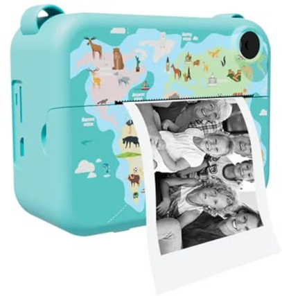 Lbvzxkad Appareil Photo Instantané Numérique avec Papier d'impression pour Enfants, Caméra Vidéo Selfie, Caméscope, Jouet, Cadeau pour Enfants, Bleu