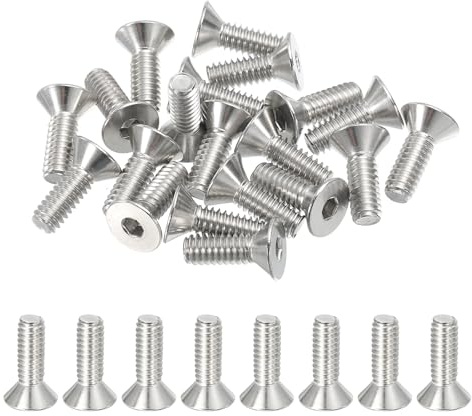 PATIKIL 1/4-20x3/4 Flachkopf Senkschrauben mit Innensechskant, 20 Stück 6,8 Stärke 304 Edelstahl 18-8 Senkkopfschrauben mit Vollgewinde, Britisch Flachkopfschrauben für Industrie Büro