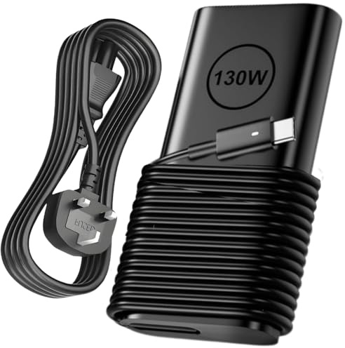 130W USB C Laptop Charger Compatible with Dell XPS 15 9500 9510 9520 9530, XPS 17 9700 9710 9720 9730, Precision 5530 5550 5560 5570 5750 5760, Latitude 7410 5420 5520, 20V 6.5A Type C Power Adapter