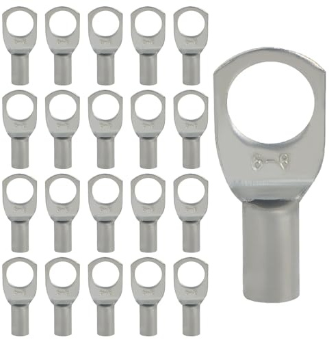 20 Ringkabelschuhe SC6-8, Verzinntes Kupfer, 6mm² M8 | Hohe Leitfähigkeit für Batterien | Wechselrichter, Motorräder, Autos und Elektroinstallationen