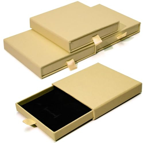 4 Stück Schmuck-Geschenk-Box, 3,5 x 3,5 x 0,7 Zoll Karton-Fancy Halskette Armband Ohrring Schublade Veranstalter Box, Kraft leeren Schmuck-Boxen für Halskette Ohrring Display Box (Kraft)