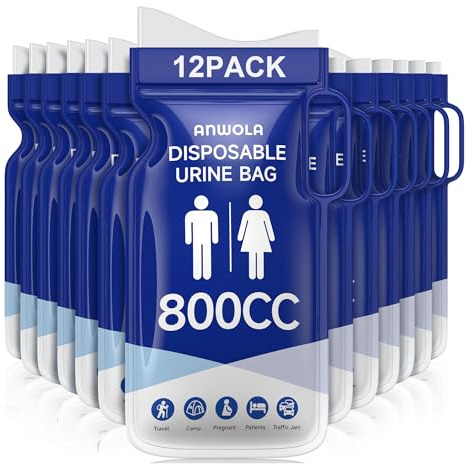 ANWOLA Portable Urinal for Men,Disposable Urine Bags with Handle,Emergency Toilet Pee Bags,Vomit Bag Travel Urinals for Men,Women,Pregnant,Patient,Kids,Travel,Car,Camping,Hiking (24, Blue)