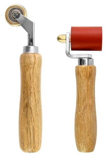 Sirxlevcy Rouleau à Joint en Silicone de 40 mm et Rouleau à Joint en Laiton, Outil à Rouleau à Joint de Papier Peint, Rouleau de Détail pour Toiture et Revêtement de Sol en Vinyle