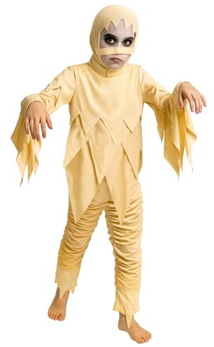 Morph Kids Mumiedräkt Barn Ny Modell - Egyptisk Halloweenkostym med Bandagedekorerad Topp, Byxor & Huva, L