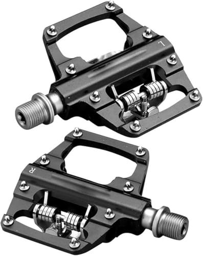 Pedale für Mountainbikes, Fahrrad Klickpedale Selbstsichernde Aluminiumlegierung Lager Doppelte flache Plattform Mountainbike Pedal(Black)