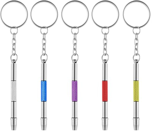 LIQWEI 5 piezas 4 en 1 kit de reparación de gafas, mini destornillador, portátil de acero inoxidable, llavero de precisión, destornillador pequeño para gafas de sol, joyas y relojes