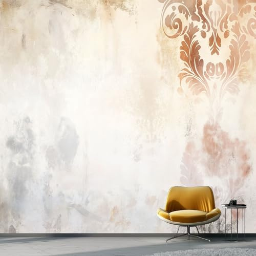 Wall Mural 250 x 175 cm(WxH), Distressed Damask Background, Non-Woven Photo Wallpaper for Teen Room and Small Bedroom, Light Brown