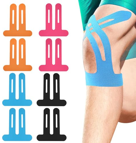 8Pcs Groß Kinesiologie Tape Knie Tape Vorgeschnitten Kinesiotapes Knie Knietape Knietapes Vorgeschnitten Knie Wasserfestes Elastisches Linderung für Den Knieschutz Beim Sport（22×25cm）