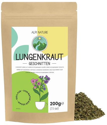 Alpi Nature Pulmonaria Infusión 200g, Hierba de Pulmonaria Seca y Cortada para Preparar Té