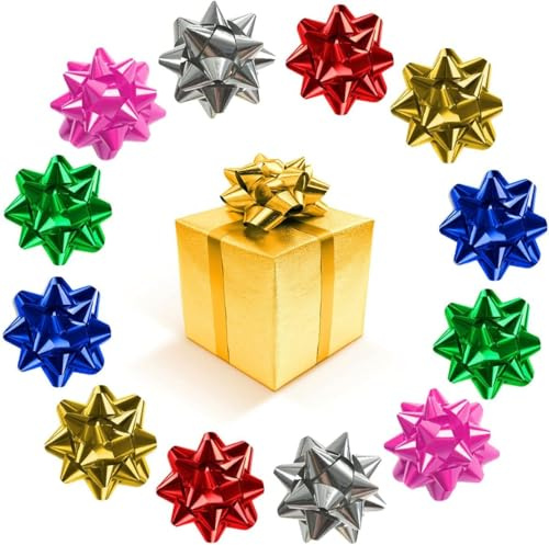 LUYANFX 24 Stück Mini Geschenkschleifen,Bunte Mini Weihnachtsschleifen, Partygeschenke, Selbstklebende, Schleifen für Festival Weihnachten Geschenkverpackung