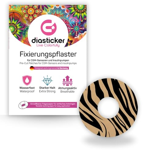 Diasticker | plåster för Freestyle Libre 3-sensor (10 stycken, Tiger Mood) | vattentät – hudvänlig – andas – starkt grepp | självhäftande fixeringsplåster, sensorfixering